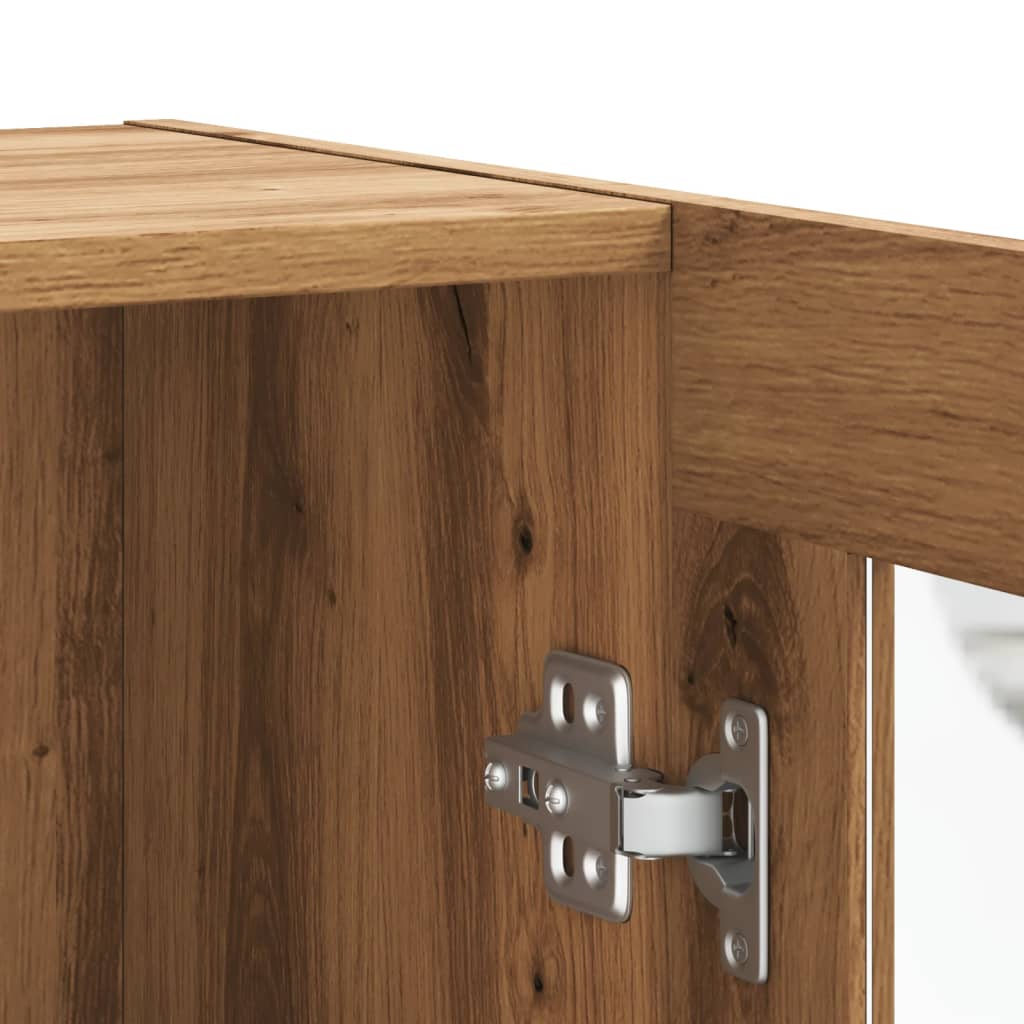 Dressoir 120x30,5x70 cm bewerkt hout artisanaal eikenkleurig