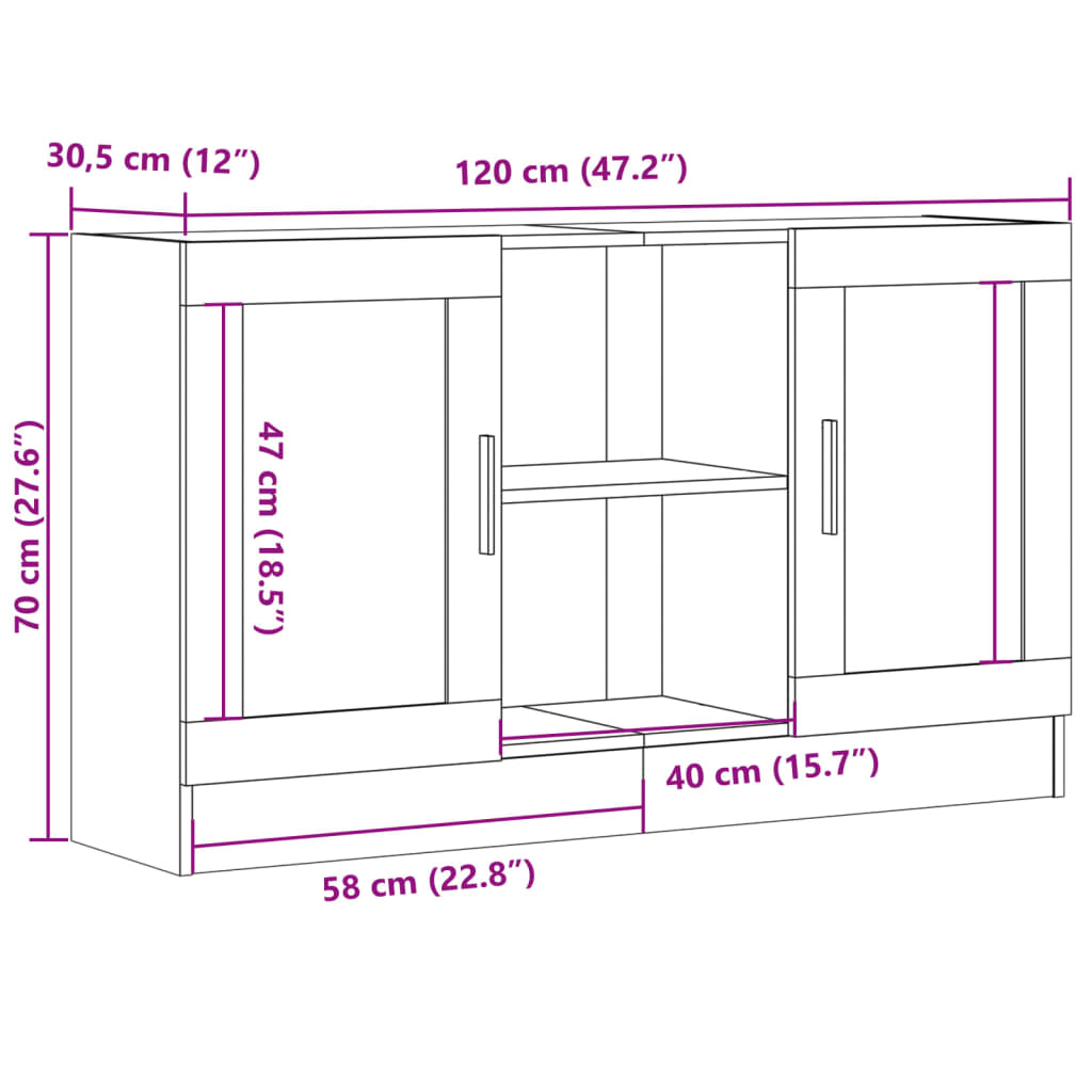 Dressoir 120x30,5x70 cm bewerkt hout artisanaal eikenkleurig