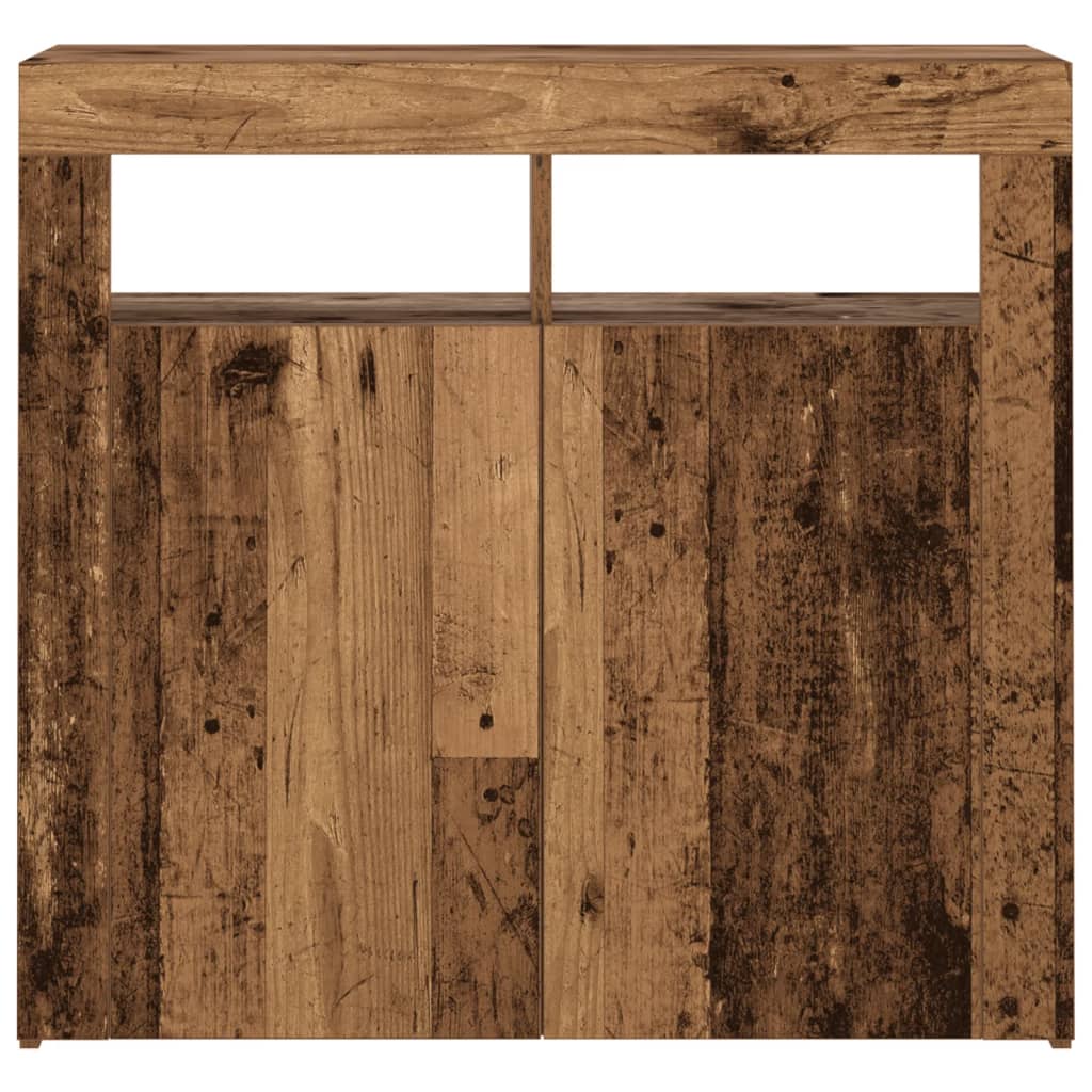Dressoir met LED-verlichting 80x35x75 cm bewerkt hout oud hout