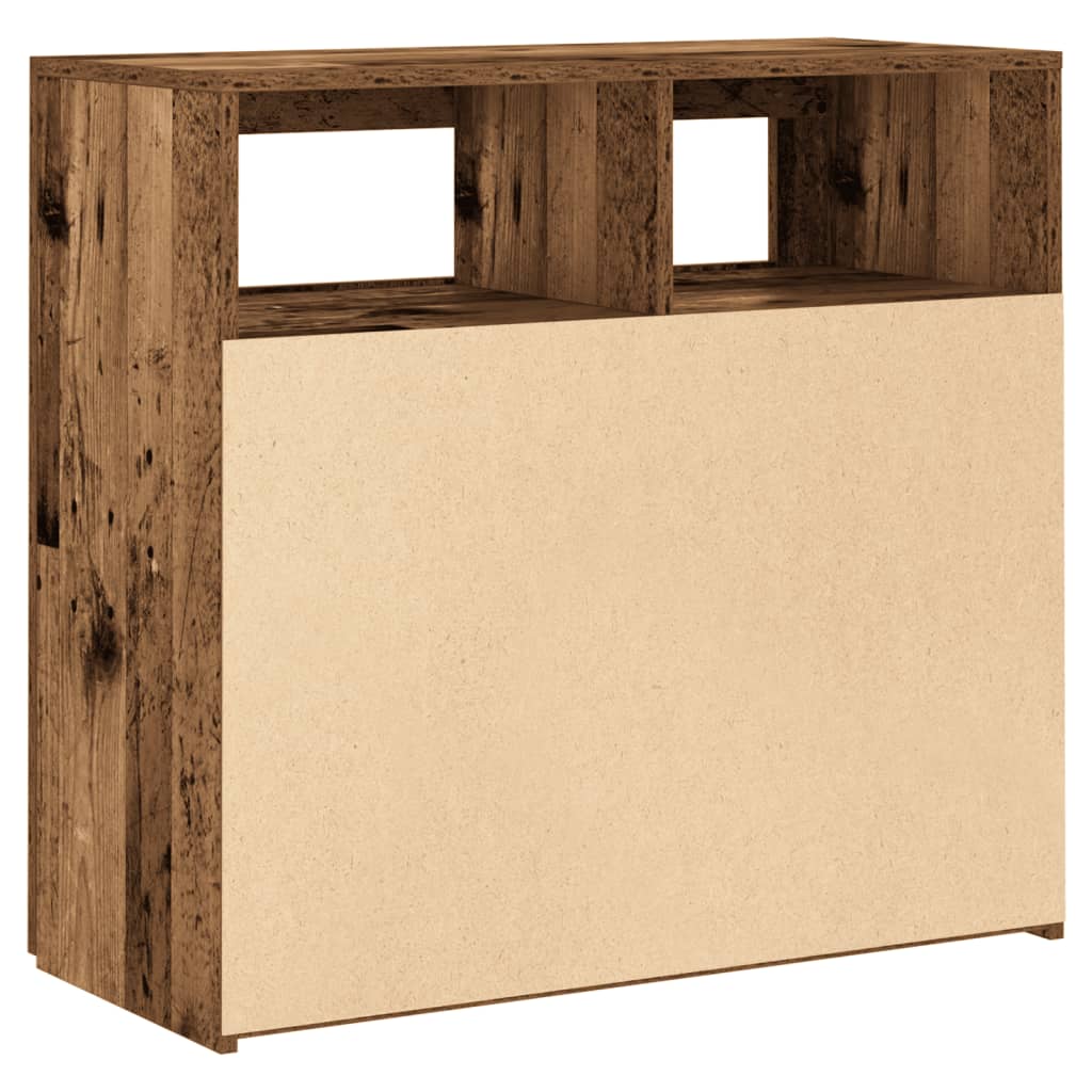 Dressoir met LED-verlichting 80x35x75 cm bewerkt hout oud hout