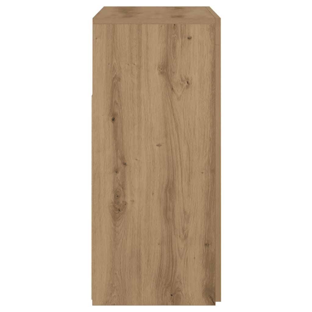Dressoir met LED 80x35x75 cm bewerkt hout artisanaal eiken