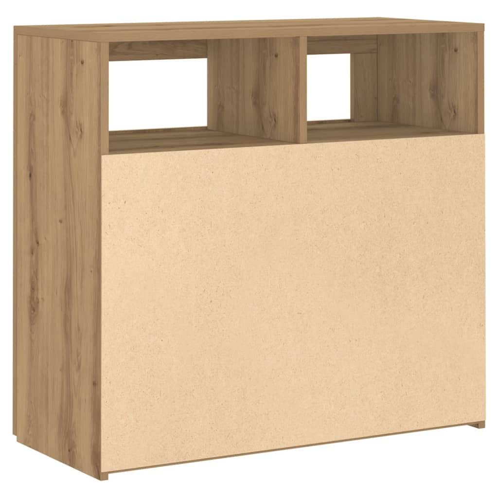 Dressoir met LED 80x35x75 cm bewerkt hout artisanaal eiken