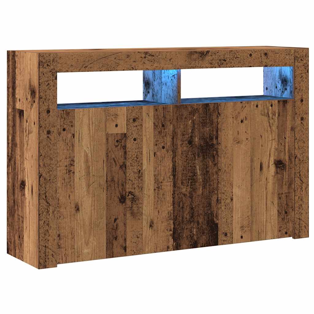 Dressoir met LED 115,5x30x75 cm bewerkt hout oud hout