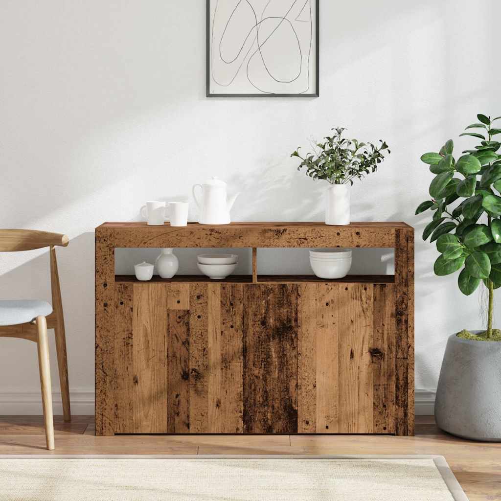 Dressoir met LED 115,5x30x75 cm bewerkt hout oud hout