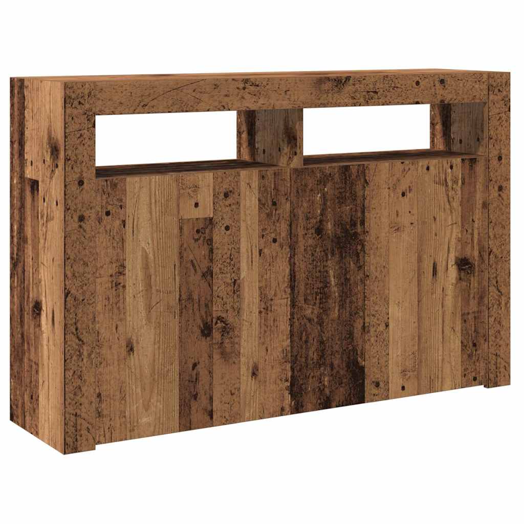 Dressoir met LED 115,5x30x75 cm bewerkt hout oud hout