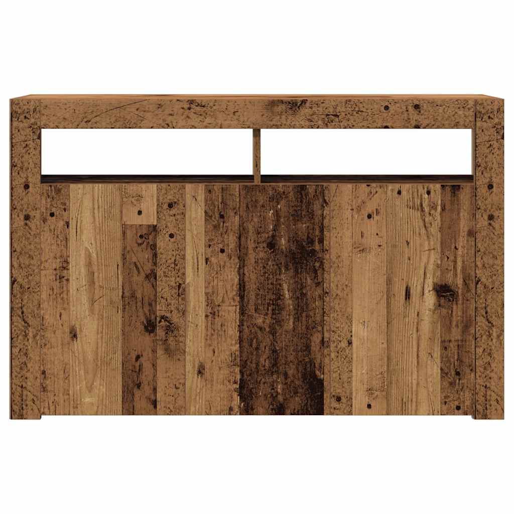 Dressoir met LED 115,5x30x75 cm bewerkt hout oud hout