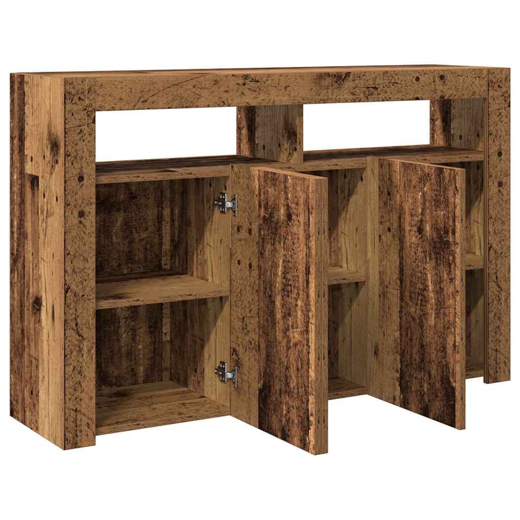 Dressoir met LED 115,5x30x75 cm bewerkt hout oud hout