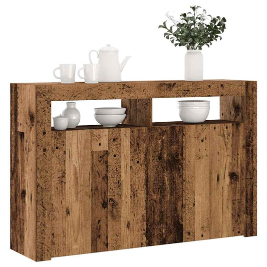 Dressoir met LED 115,5x30x75 cm bewerkt hout oud hout