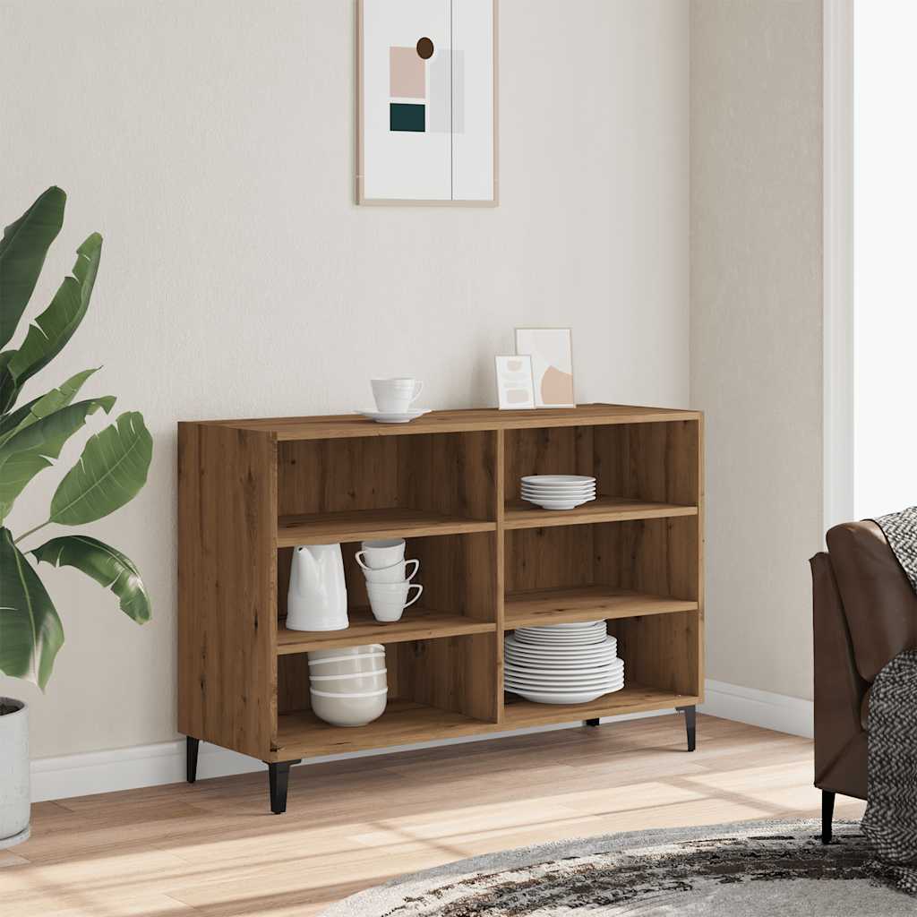 Dressoir 103,5x35x70 cm bewerkt hout artisanaal eikenkleurig