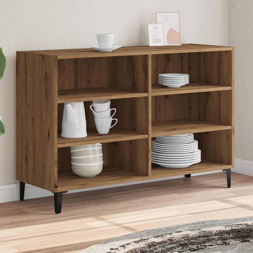 Dressoir 103,5x35x70 cm bewerkt hout artisanaal eikenkleurig