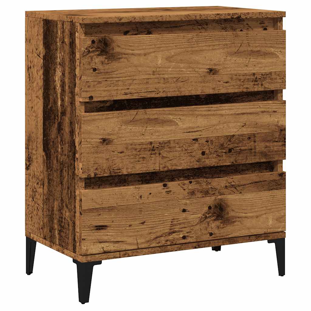 Dressoir 60x35x70 cm bewerkt hout oud houtkleurig