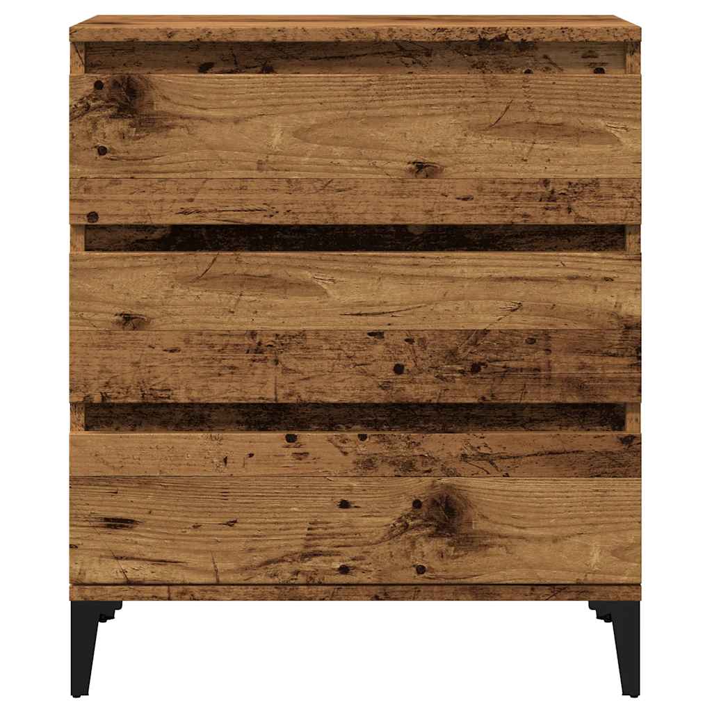 Dressoir 60x35x70 cm bewerkt hout oud houtkleurig