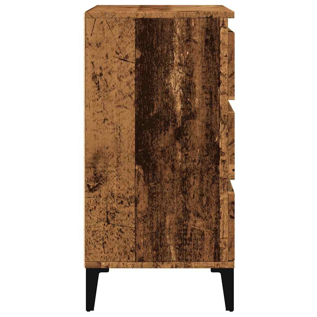 Dressoir 60x35x70 cm bewerkt hout oud houtkleurig