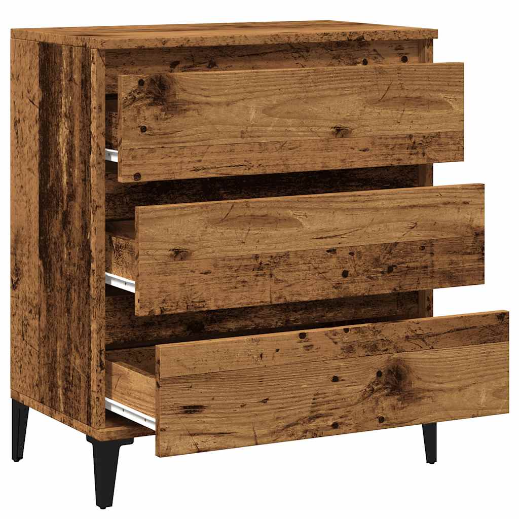 Dressoir 60x35x70 cm bewerkt hout oud houtkleurig