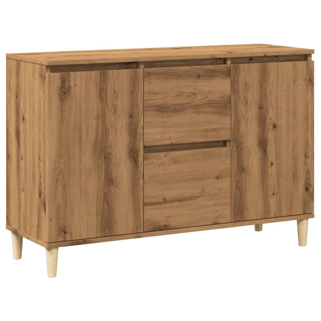 Dressoir 102x35x70 cm bewerkt hout artisanaal eikenkleurig