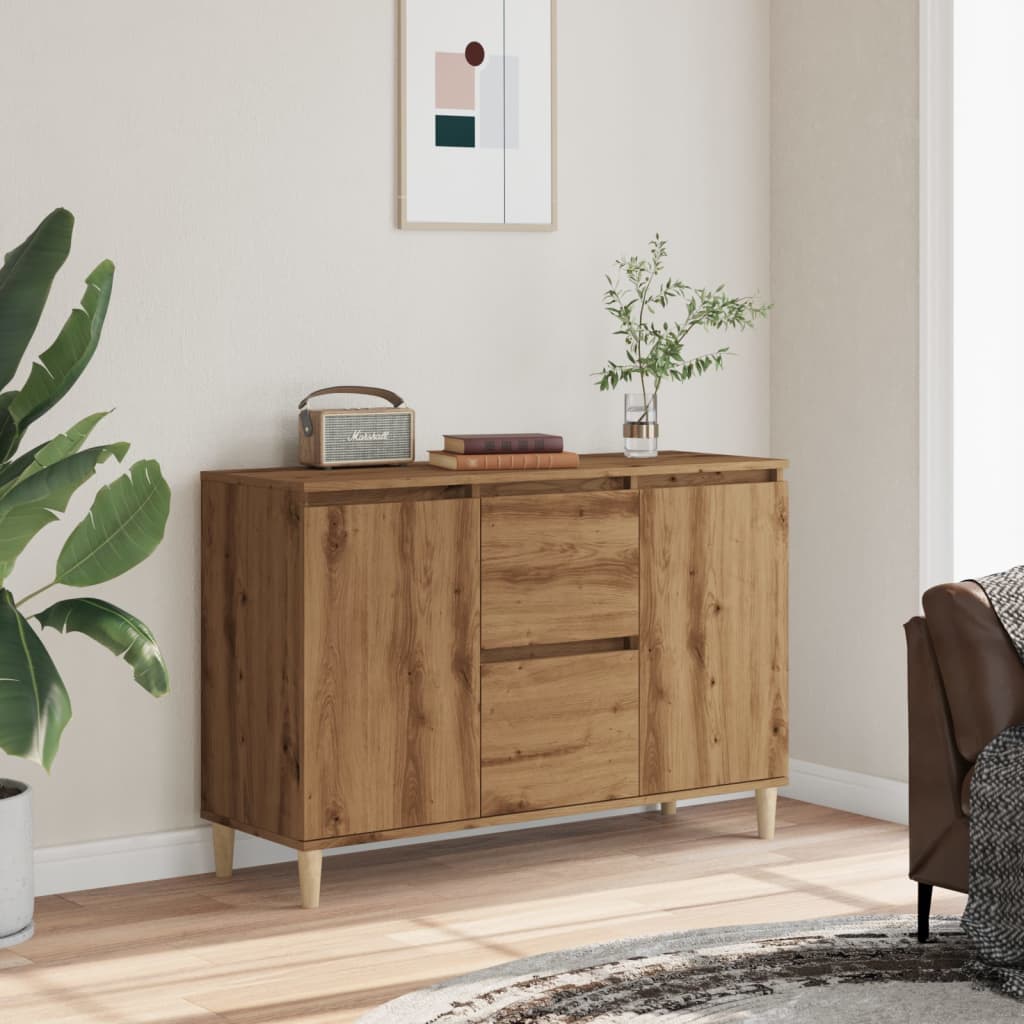 Dressoir 102x35x70 cm bewerkt hout artisanaal eikenkleurig