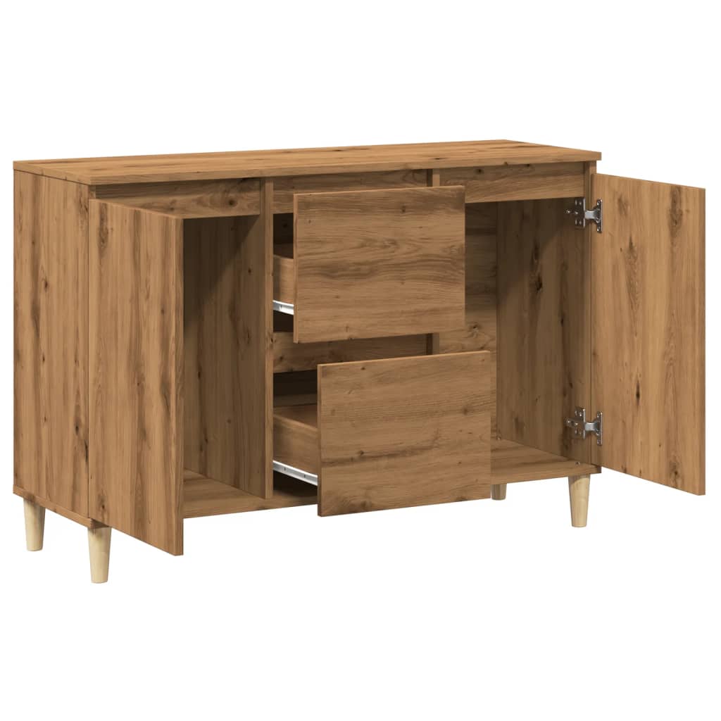 Dressoir 102x35x70 cm bewerkt hout artisanaal eikenkleurig