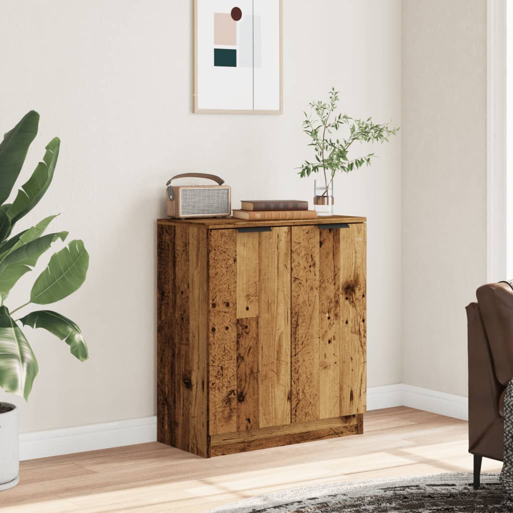 Dressoir 60x30x70 cm bewerkt hout oud houtkleurig