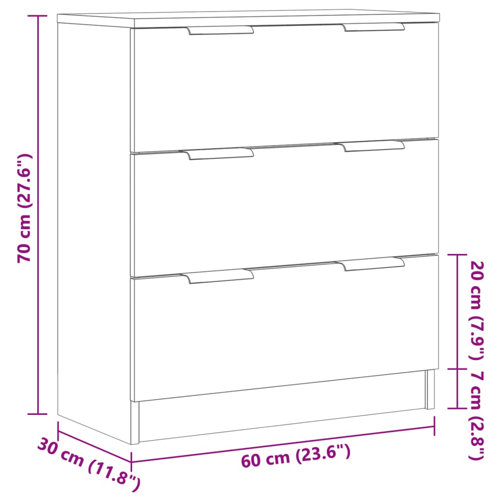 Dressoir 60x30x70 cm bewerkt hout artisan eikenkleurig