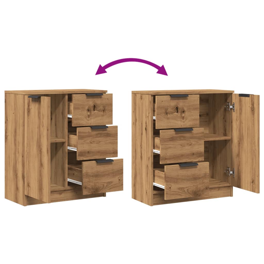 Dressoir 60x30x70 cm bewerkt hout artisan eikenkleurig