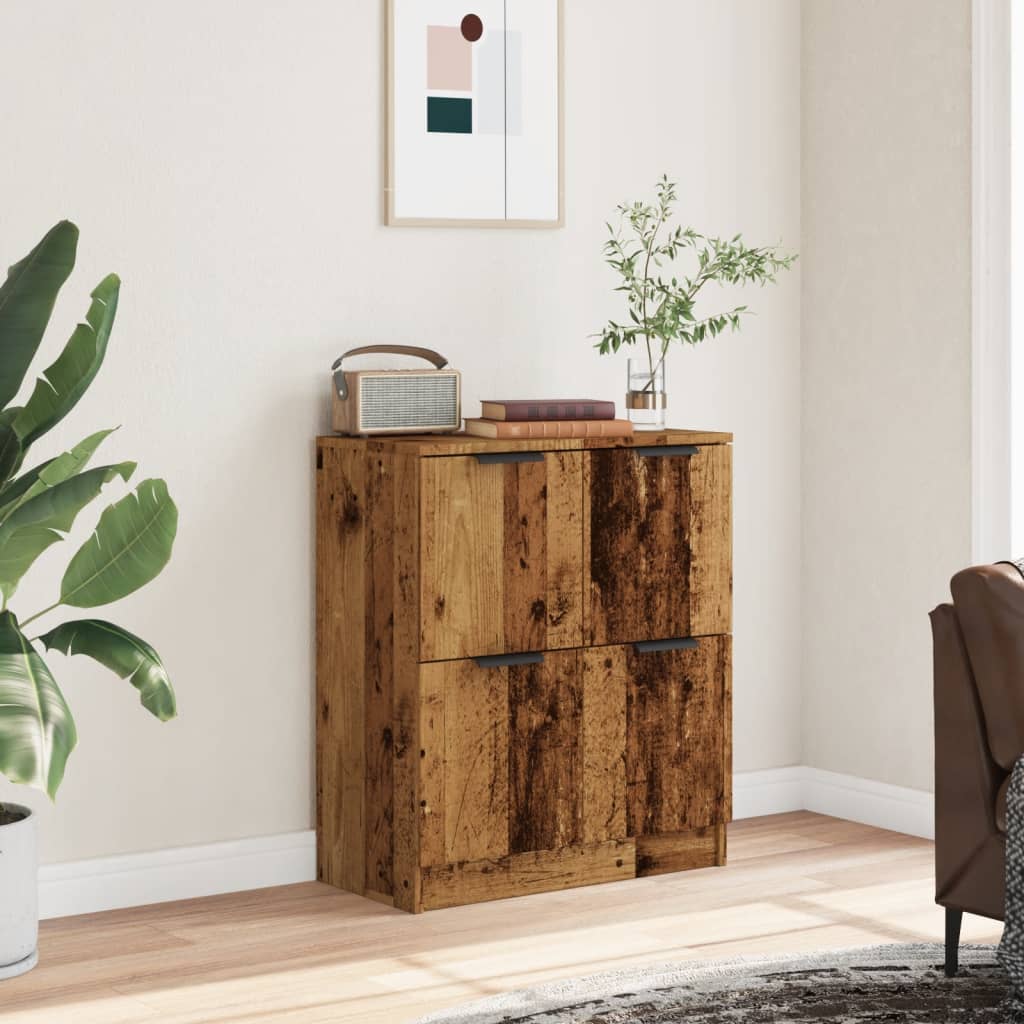 Dressoir 60x30x70 cm bewerkt hout oud houtkleurig