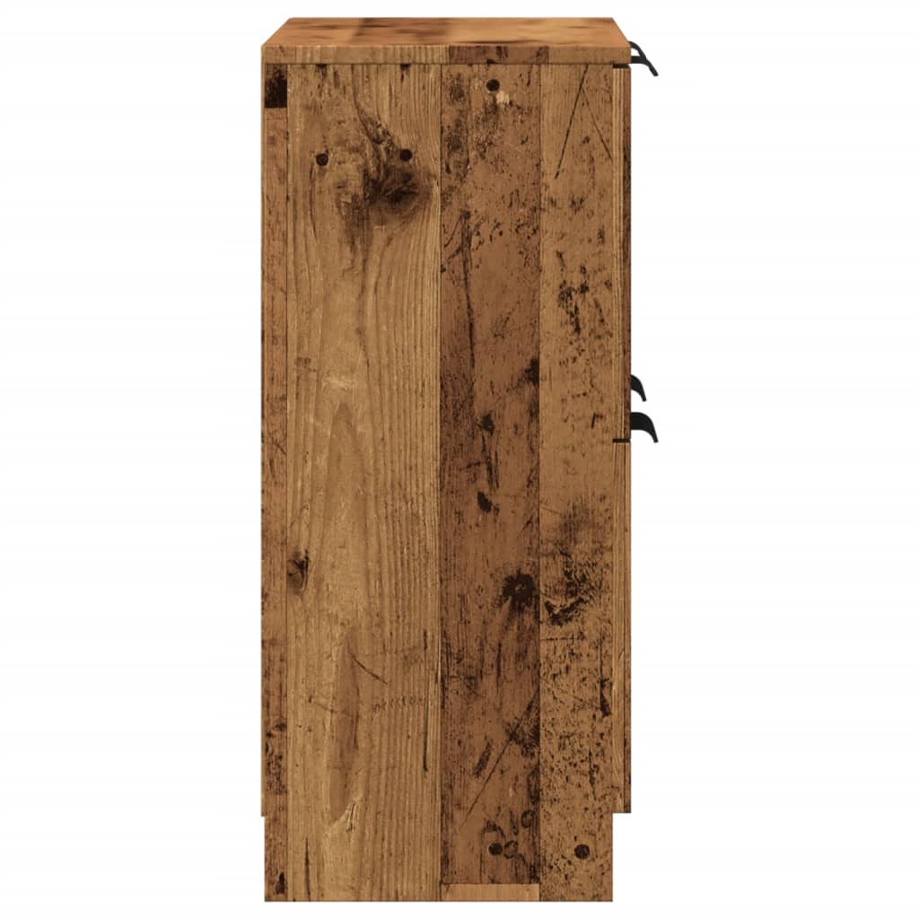 Dressoir 60x30x70 cm bewerkt hout oud houtkleurig