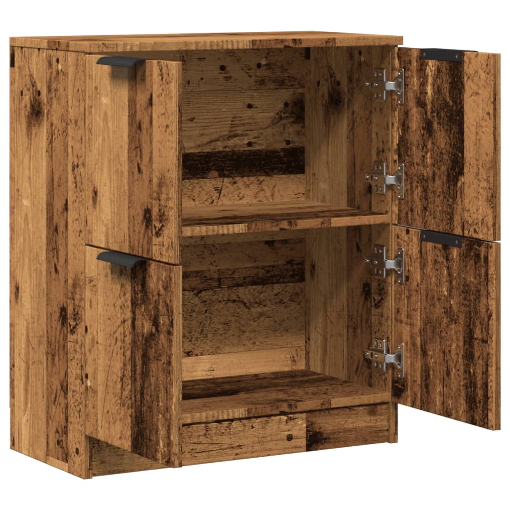 Dressoir 60x30x70 cm bewerkt hout oud houtkleurig