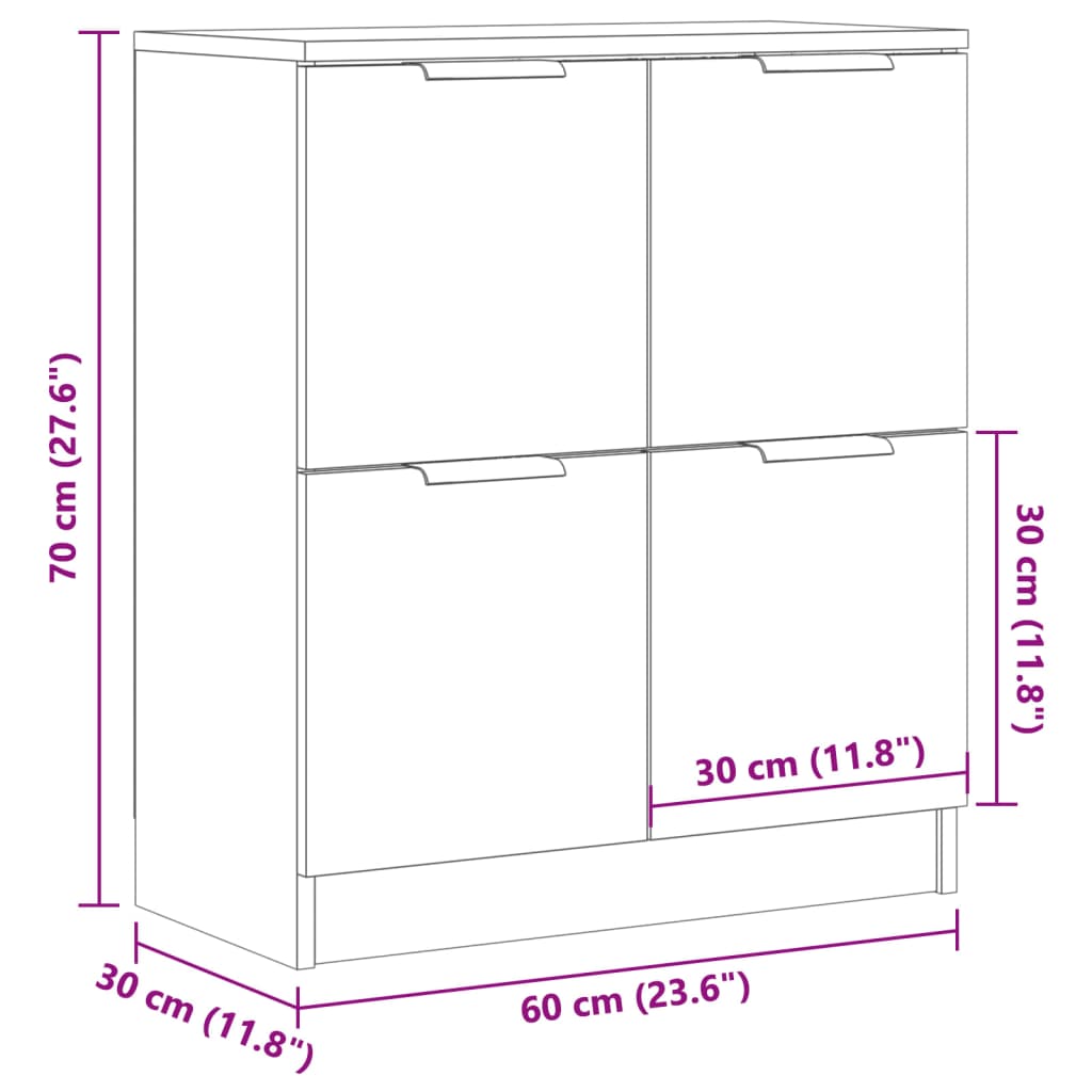 Dressoir 60x30x70 cm bewerkt hout oud houtkleurig