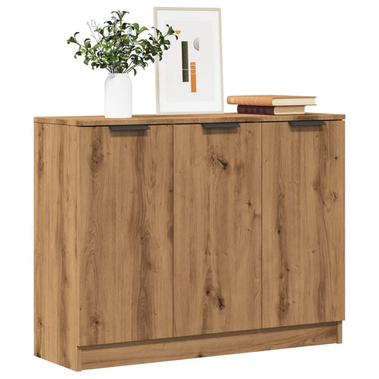 Dressoir 90,5x30x70 cm bewerkt hout artisanaal eikenkleur