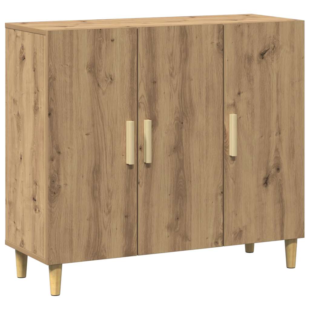Dressoir 90x34x80 cm bewerkt hout artisanaal eikenkleur