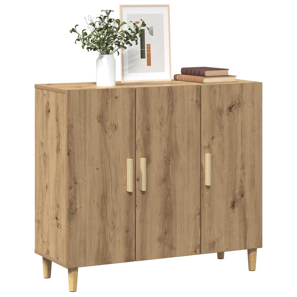 Dressoir 90x34x80 cm bewerkt hout artisanaal eikenkleur