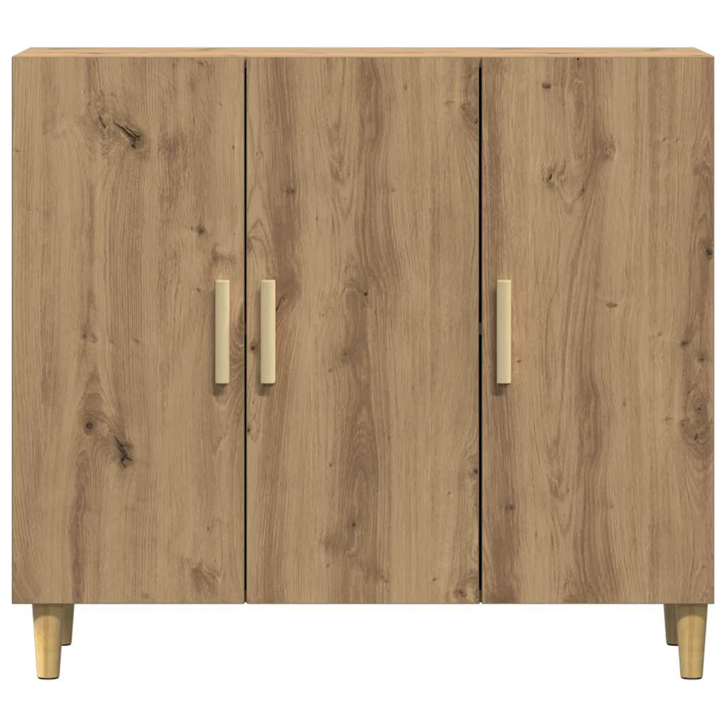 Dressoir 90x34x80 cm bewerkt hout artisanaal eikenkleur