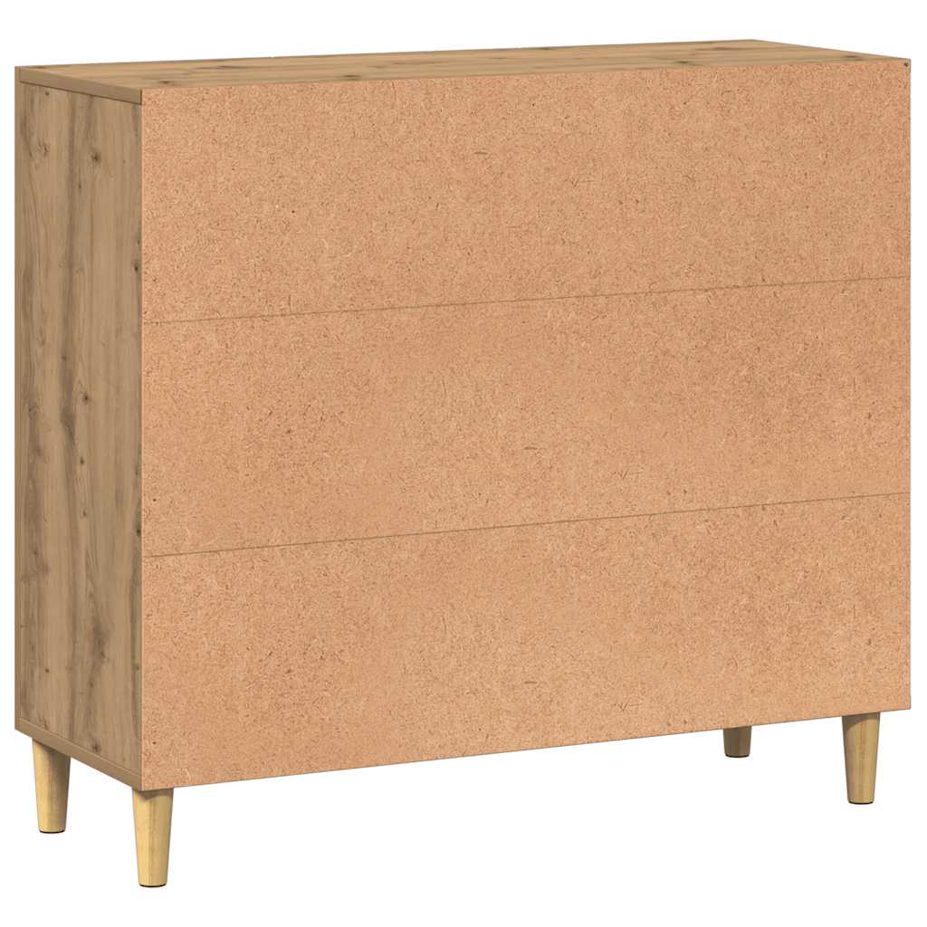 Dressoir 90x34x80 cm bewerkt hout artisanaal eikenkleur