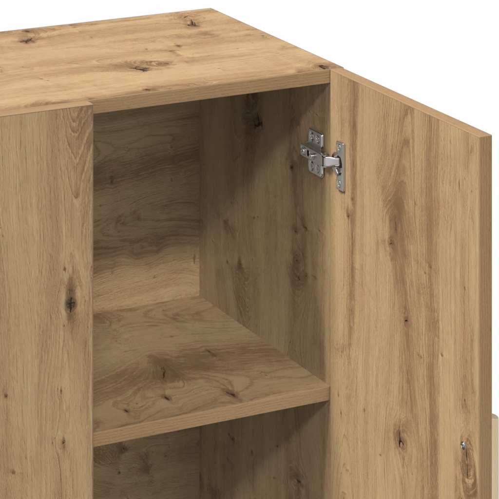 Dressoir 90x34x80 cm bewerkt hout artisanaal eikenkleur