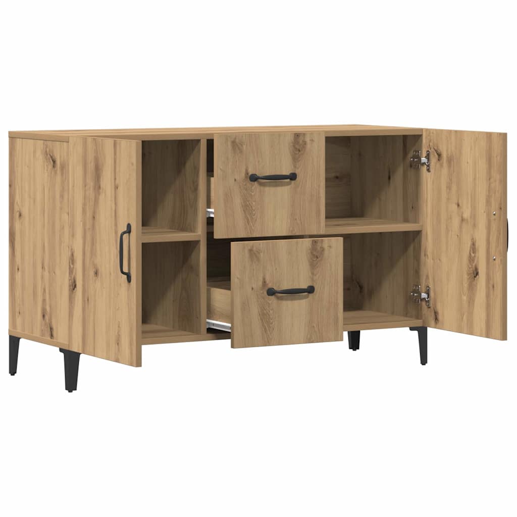 Dressoir 100x36x60 cm bewerkt hout artisanaal eikenkleurig