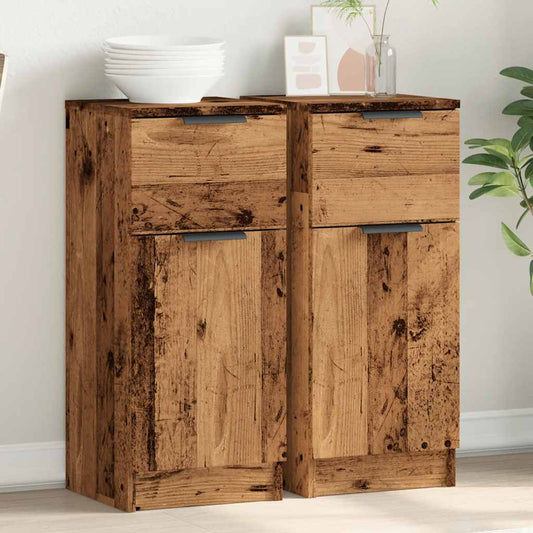 Dressoirs 2 st 30x30x70 cm bewerkt hout oud houtkleurig