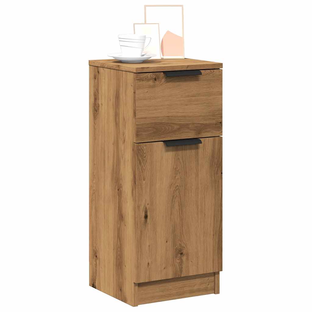 Dressoirs 2 st 30x30x70 cm bewerkt hout artisanaal eikenkleur