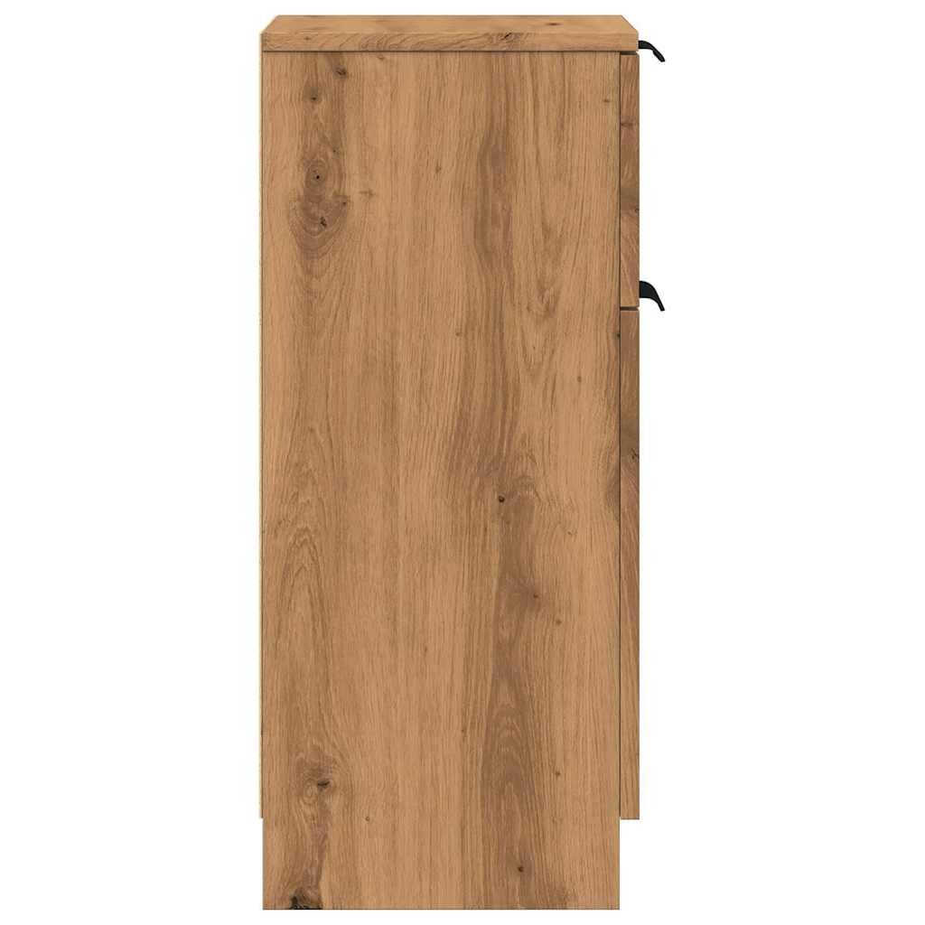 Dressoirs 2 st 30x30x70 cm bewerkt hout artisanaal eikenkleur