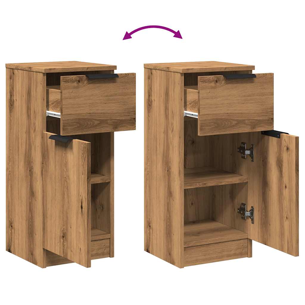 Dressoirs 2 st 30x30x70 cm bewerkt hout artisanaal eikenkleur
