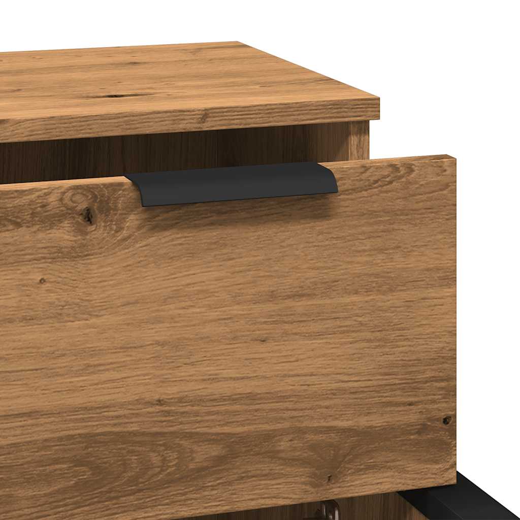Dressoirs 2 st 30x30x70 cm bewerkt hout artisanaal eikenkleur