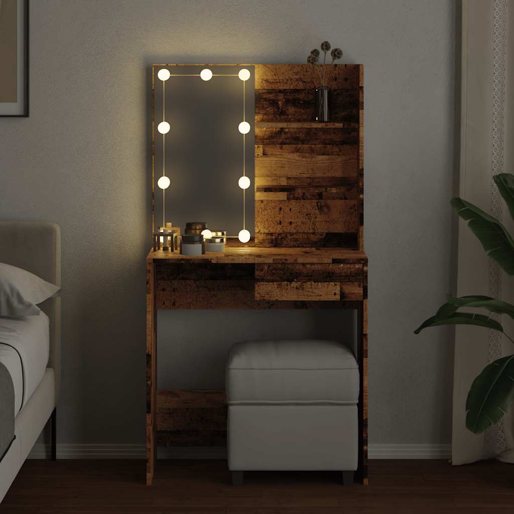 Kaptafel met LED-verlichting 74,5x40x141 cm oud houtkleurig