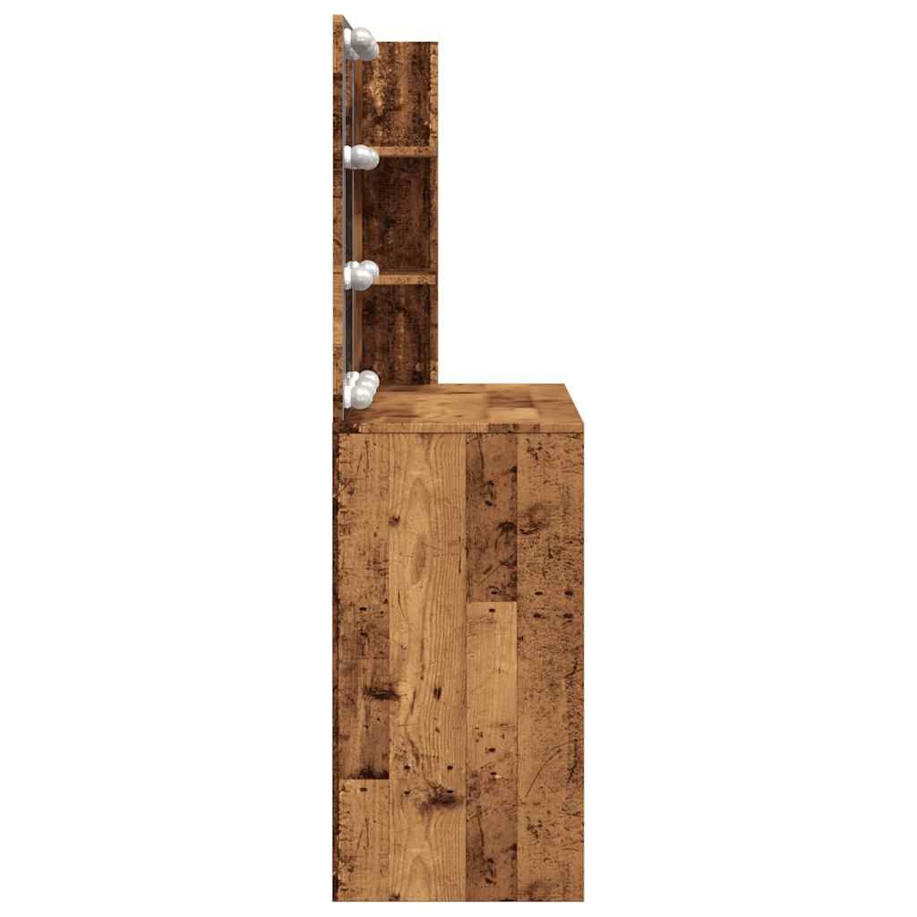 Kaptafel met LED-verlichting 74,5x40x141 cm oud houtkleurig