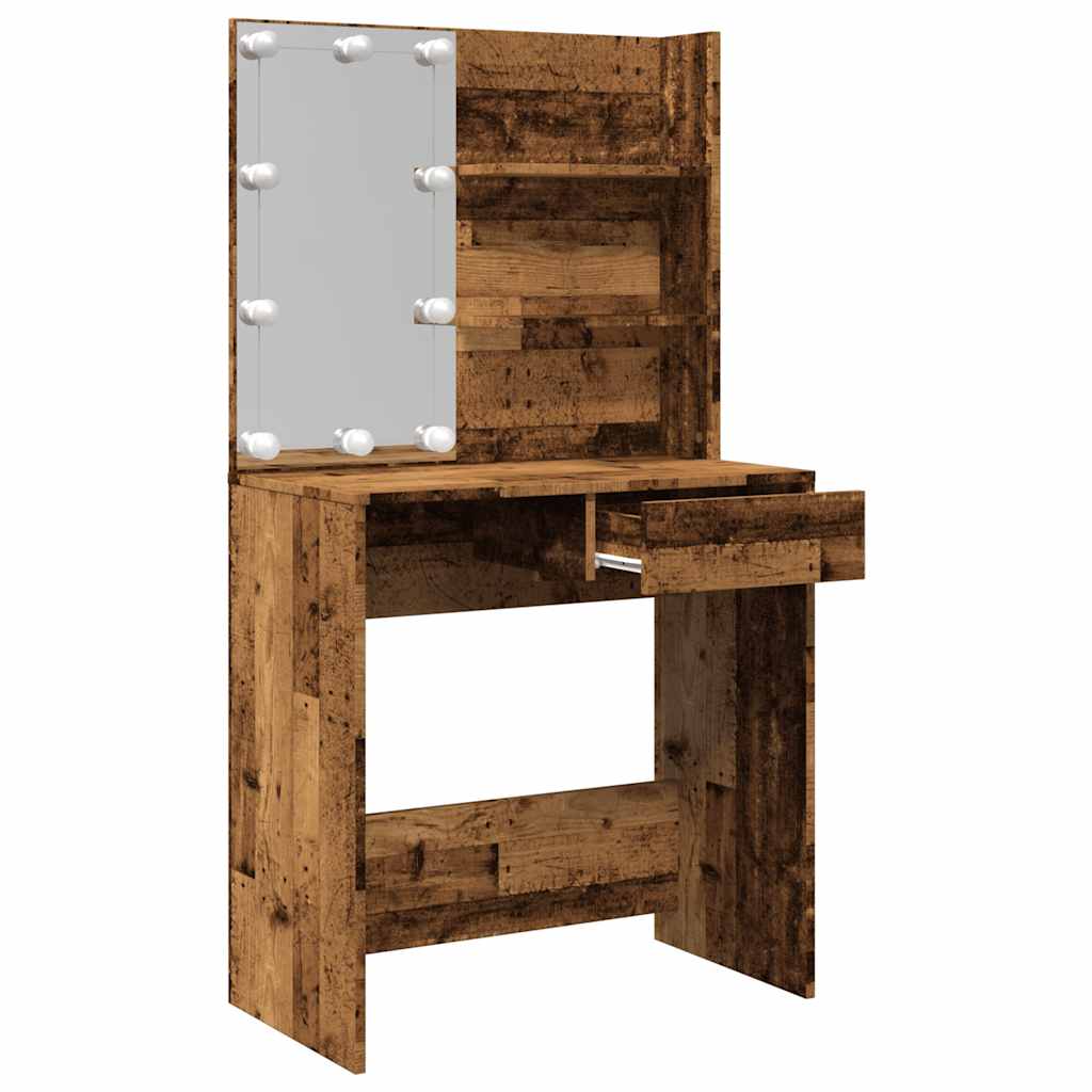 Kaptafel met LED-verlichting 74,5x40x141 cm oud houtkleurig