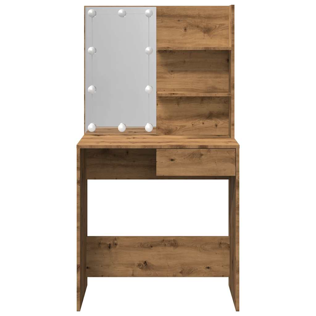 Kaptafel met LED-verlichting 74,5x40x141 cm artisanaal eiken
