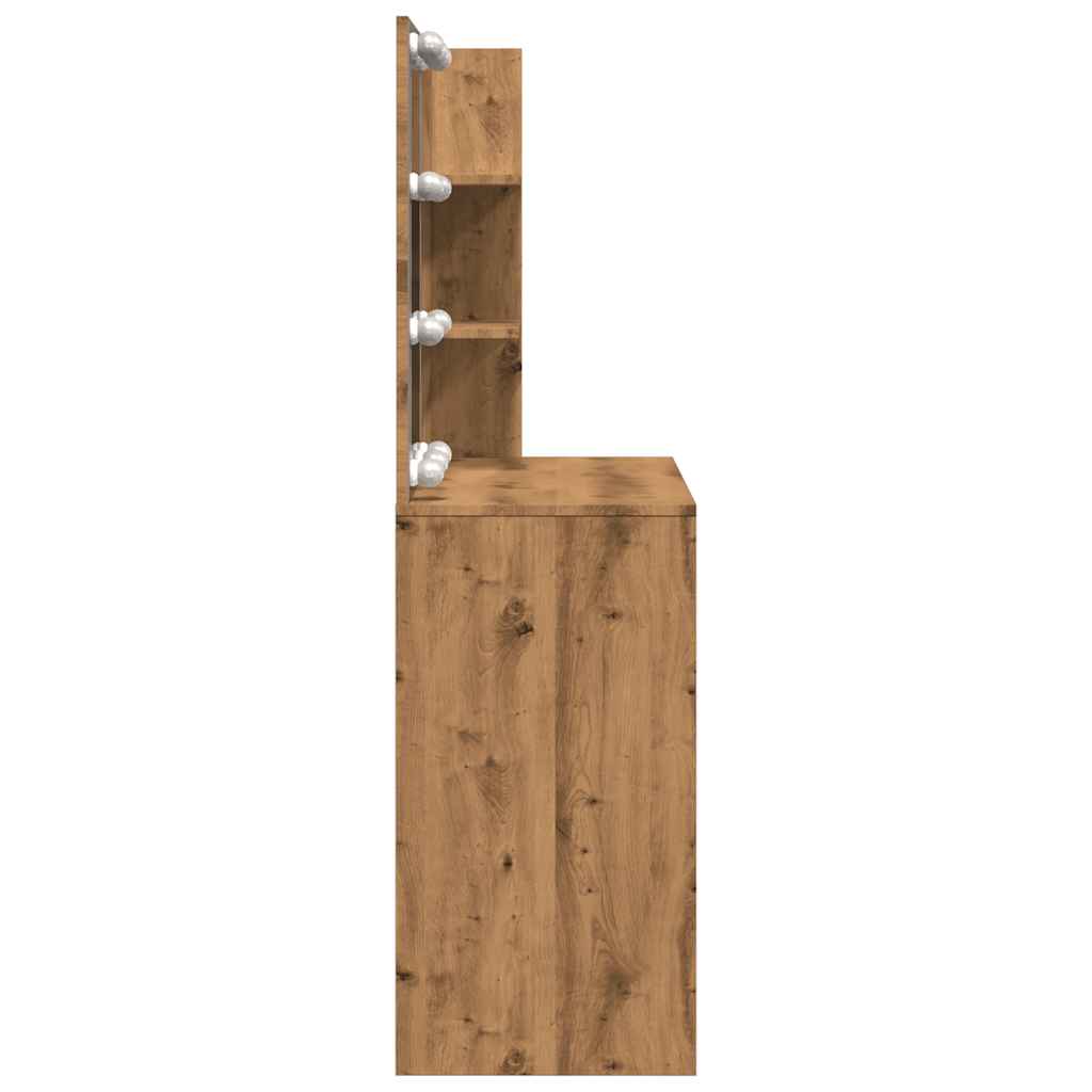 Kaptafel met LED-verlichting 74,5x40x141 cm artisanaal eiken