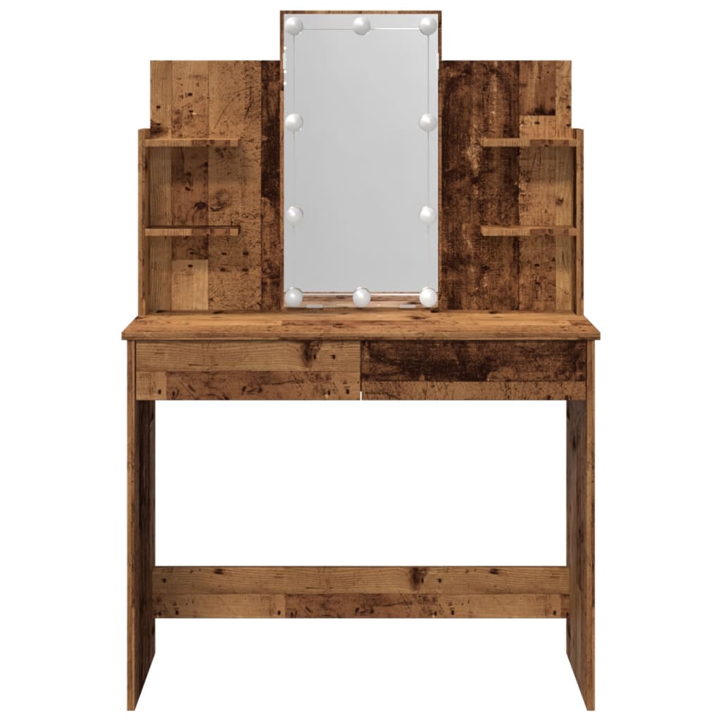 Kaptafel met LED-verlichting 96x40x142 cm oud houtkleurig
