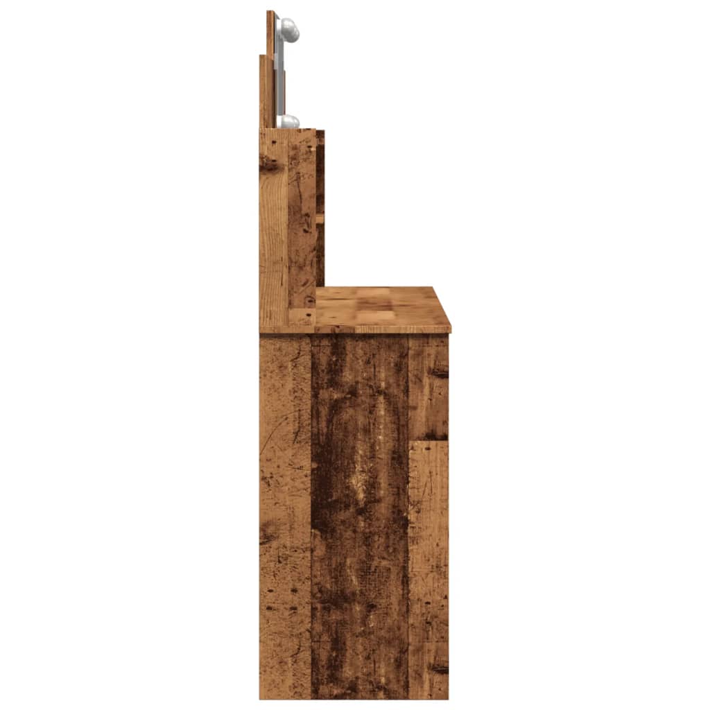 Kaptafel met LED-verlichting 96x40x142 cm oud houtkleurig