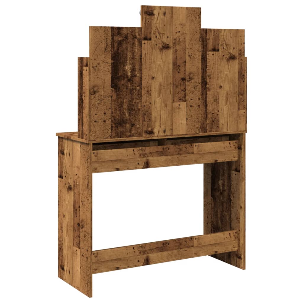 Kaptafel met LED-verlichting 96x40x142 cm oud houtkleurig
