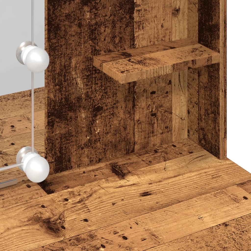 Kaptafel met LED-verlichting 96x40x142 cm oud houtkleurig