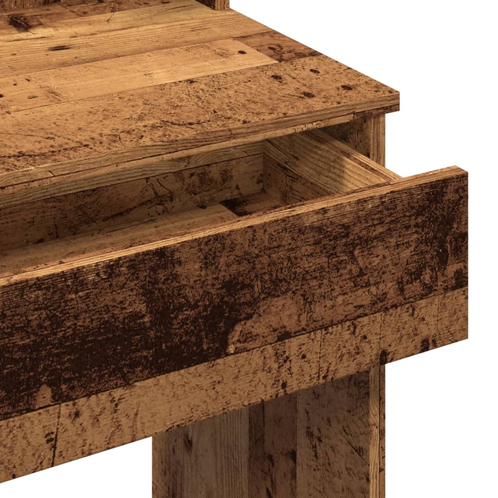 Kaptafel met LED-verlichting 96x40x142 cm oud houtkleurig